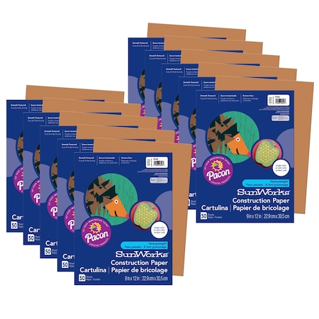 Pacon SunWorks Construction Paper, Brown, 9x12in, PK500 P6703